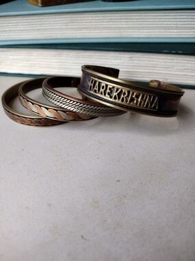 HARE KRISHNA Copper Brass Cuff Bracelet Set